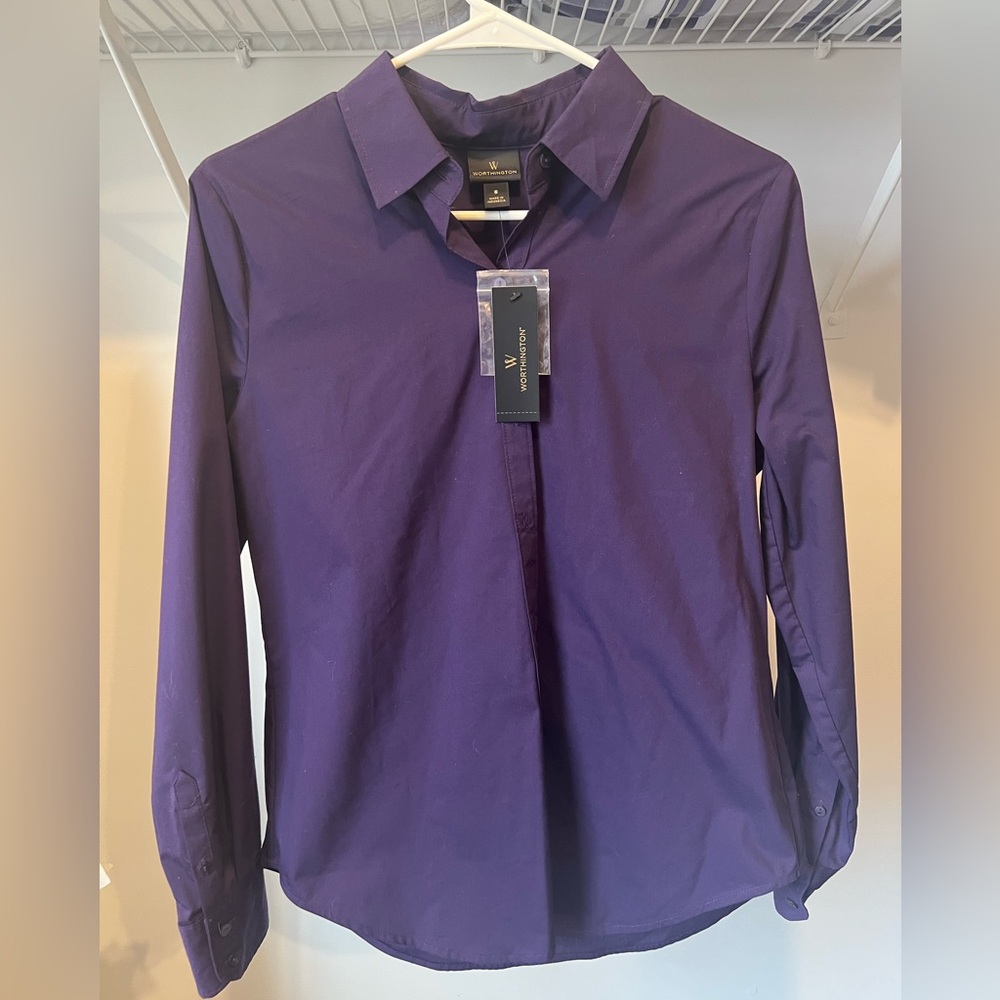Button down purple women’s blouse from JCP